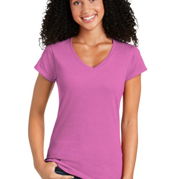 T-shirt Col V Manches Courtes Femme Vignette